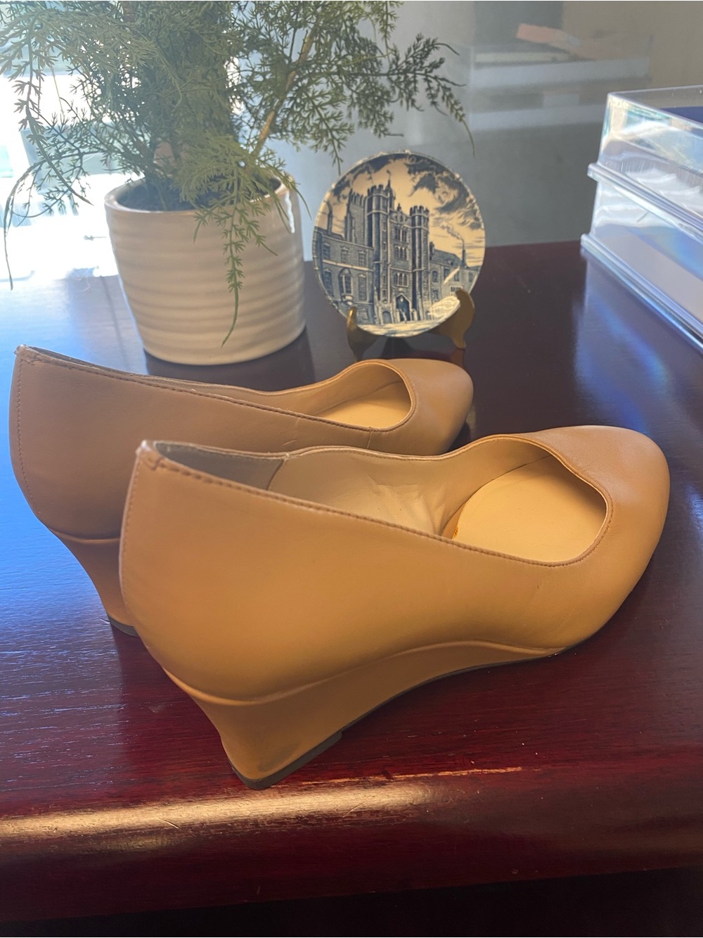 Adrienne Vittadini Tan Wedge Pumps